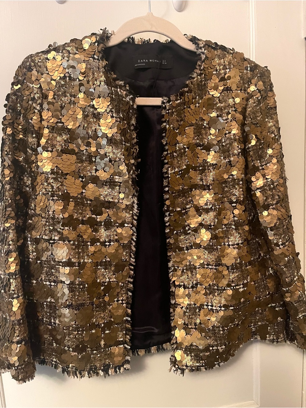 Zara Gold Sequin Blazer Jacket